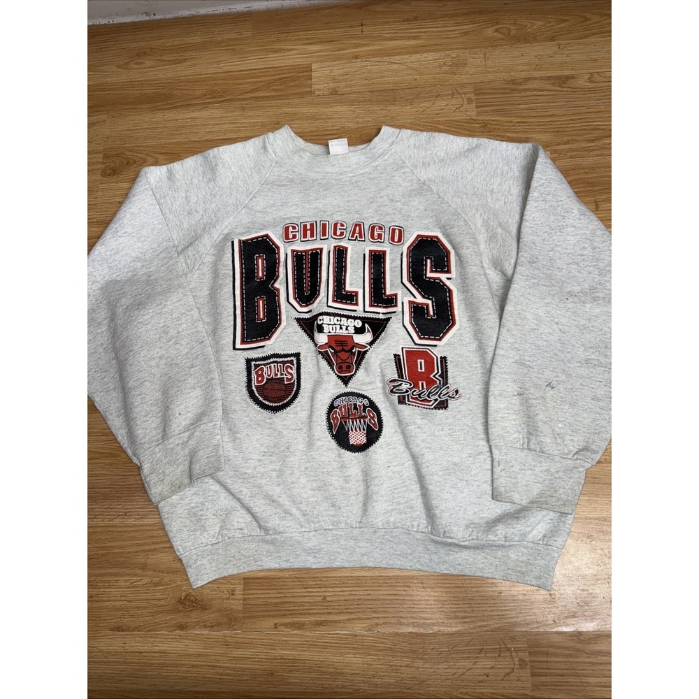 Vtg 90s Chicago Bullsβ XL Sweatshirt Crewneck Heather Gray